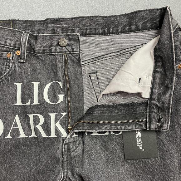 Levis Undercover Jeans Mens 34x32 Black Light Darkness Graphic Eyes Patch Denim - Picture 12 of 16